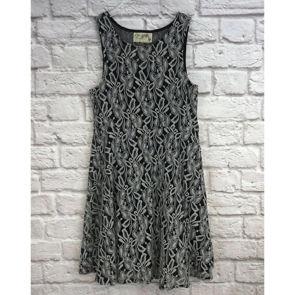 Free People Women's Size XS Black & Gray Floral Forever and Ever Lace Slip Dress - Picture 1 of 6
